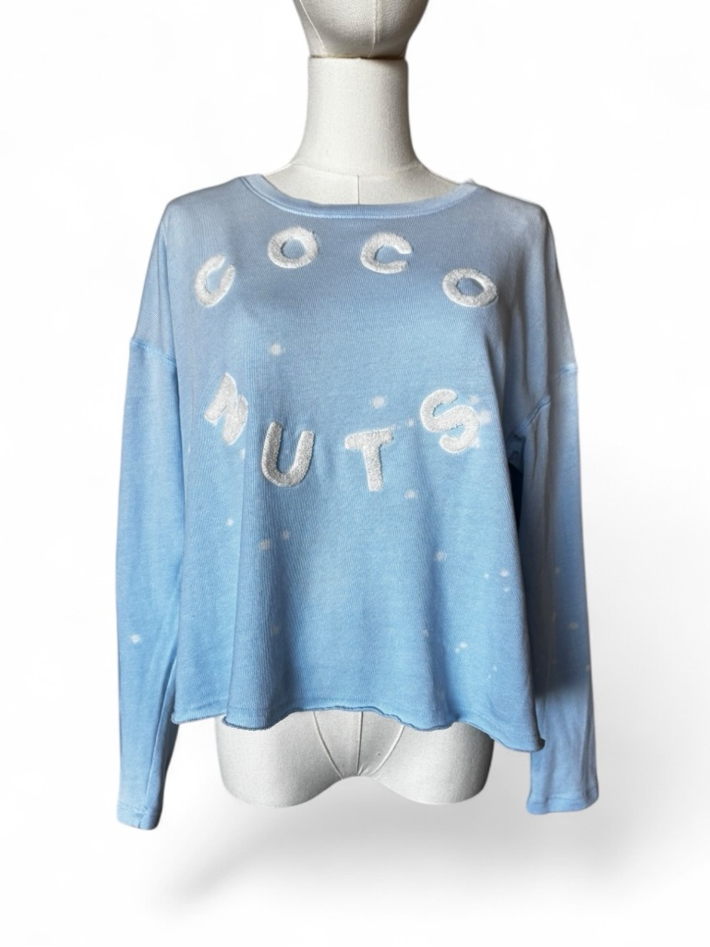 Sundry Coconuts Powder Blue Dip Dye Bleach Sweatshirt Size 1 = Small